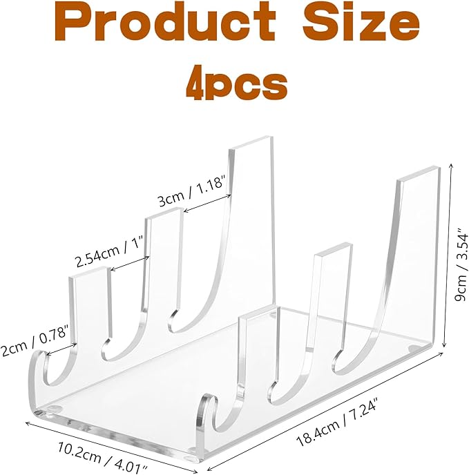 4 Pcs Acrylic 3-Tier Plate Display Stand,Clear Dinnerware Holder for China Platters Kitchen & Cabinet Organizer Rack for Tableware Display (3-Tier)