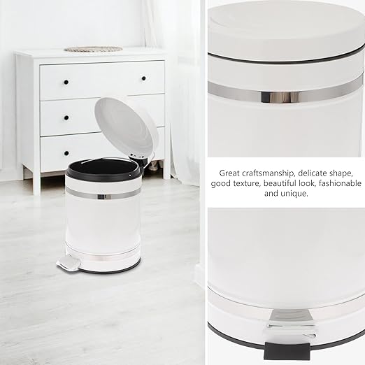 PRETYZOOM Step-on Trash Can with Lid 12l Round Roman Pattern Waste Container for Home Office Bathroom, Foot Pedal Rubbish Storage Bin with Removable Inner Bucket