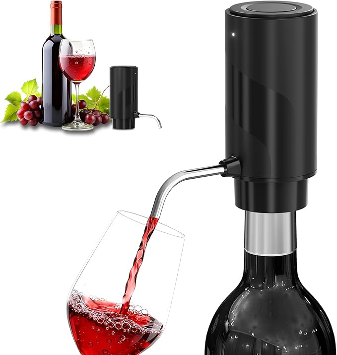 Wine Aerator Electric Decanter – Automatic Wine Dispenser & Pourer with Type-C Rechargeable Battery, Instant Aeration Wine Accessories for Red & White Wine, Valentines Gift for Wine Lovers