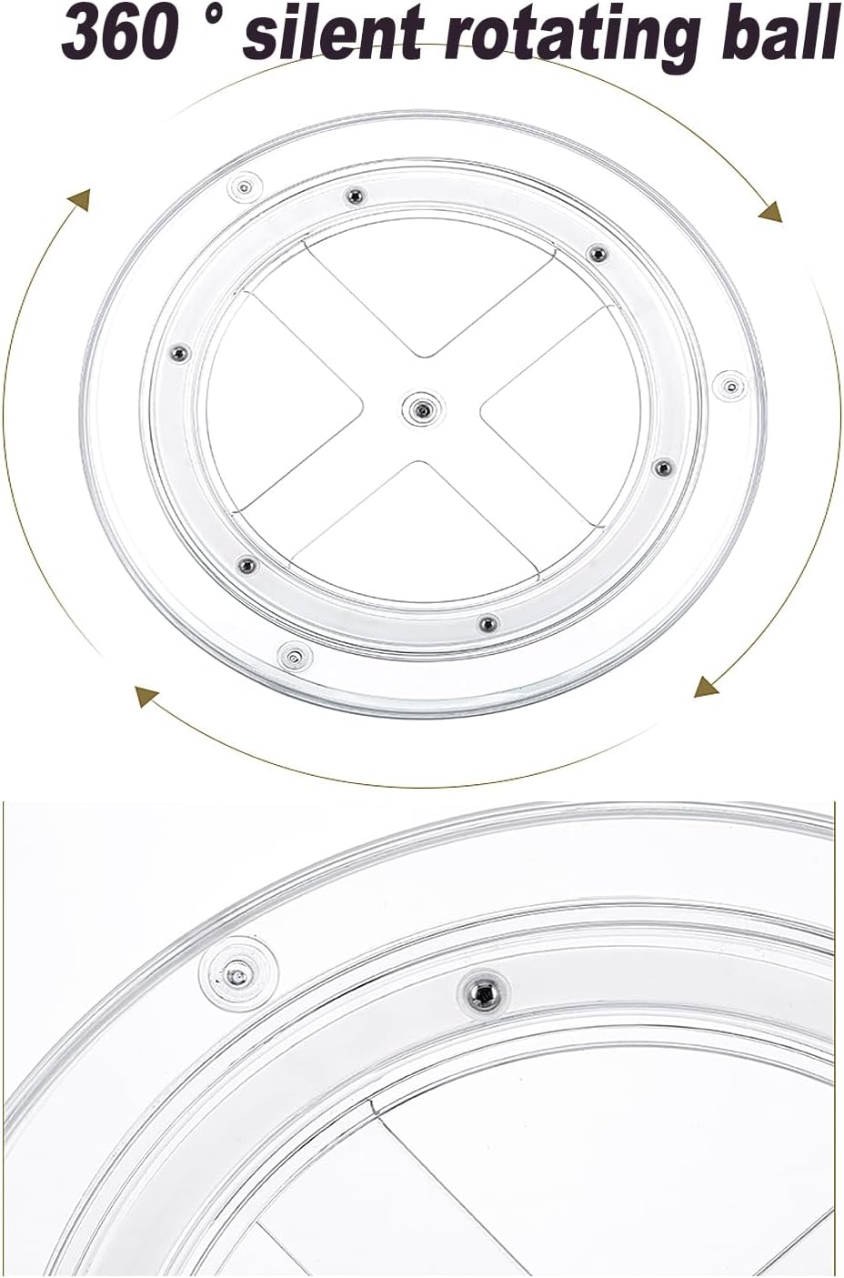2 Tier 9.25Inch Clear Lazy Susan Organizer for Fridge and Cabinet, 360°Rotating Makeup Organizer, Cosmetic Display Cases, Under Sink Turntable Organizer for Kitchen Bathroom Dorm