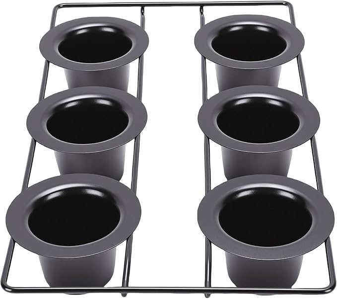 6 Cup Popover Pan, Non Stick Carbon Steel Bakeware for Baking Popovers Muffins, with Wire Rack for Even Baking and Easy Cleanup