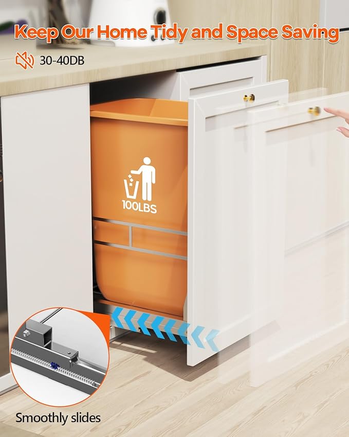 Pull Out Trash Can Under Cabinet Kit with Soft-Close Slides(Trash Bin Not Included), Under Sink Garbage Can Pull Out, for Kitchen, Sink, Drawer, Required Minimum Cabinet Size(12" W X 18" D)