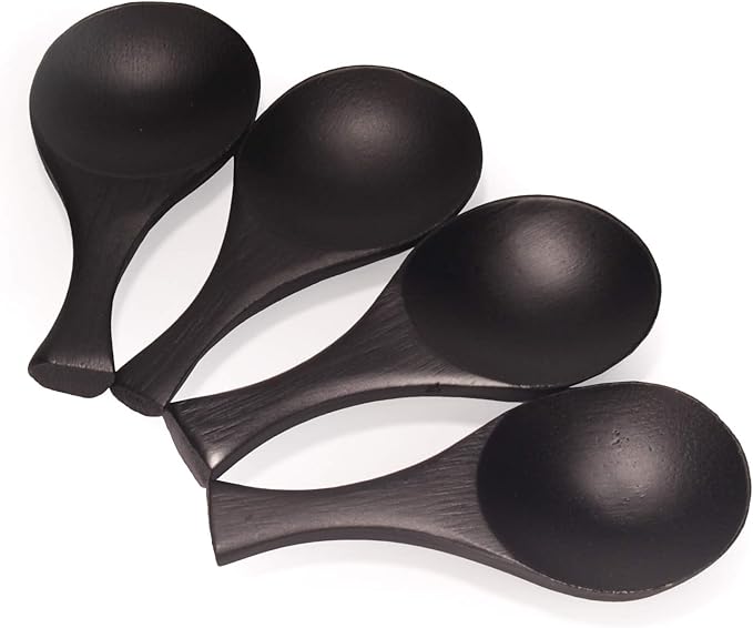 BambooMN - 3.5" Small Solid Bamboo Round Scoop - Black - 100pcs