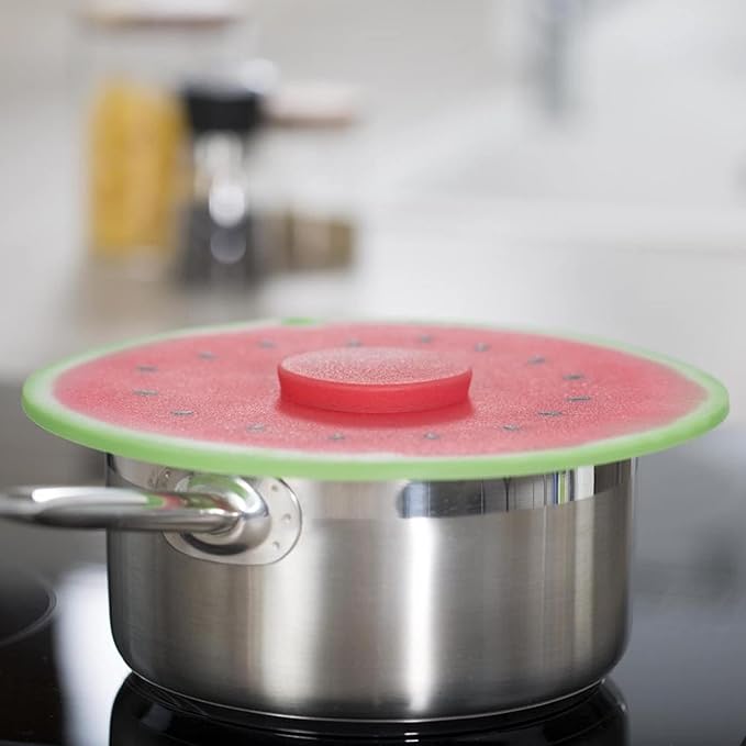 Charles Viancin - Watermelon Silicone Lid for Food Storage and Cooking - 11''/28cm - Airtight Seal on Any Smooth Rim Surface - BPA-Free - Oven, Microwave, Freezer, Stovetop and Dishwasher Safe