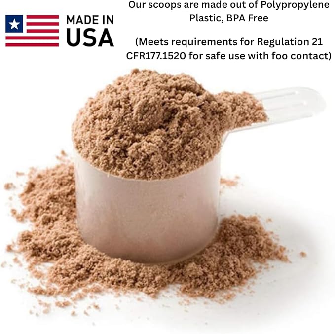 Plastic Measuring Scoop, (18 cc | 1.30 Tablespoon | 18 mL) Long Handle Spoons for Powders, Granules, Coffee, Pet Food, Baking Supplies, Protein and Other Dry Goods, BPA Free (Set of 10)
