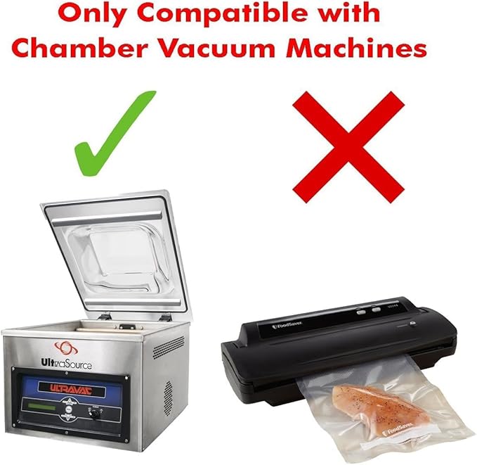 UltraSource - Chamber Machine Pouches 3 Mil Thickness, 2.5" x 8", Pack of 2000 Vacuum Chamber Pouches, BPA-Free Pre-Cut Chamber Vacuum Sealer Bags with tear notch