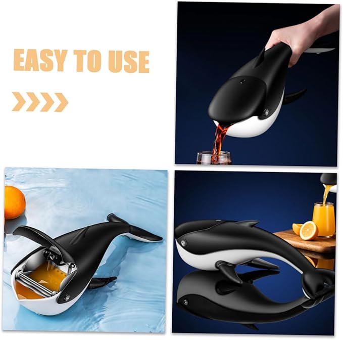 Whale Shaped Manual Citrus Juicer Hand Press Juice Squeezer for Oranges Lemons Grapefruits Portable Kitchen Fruit Juicer Cup Easy to Clean and Store
