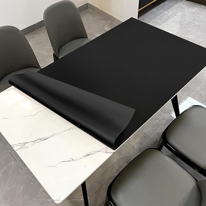 Leather Table Cover,1.8mm Thick,30x42 Inch Table Protector,Table Protector for Dining Room Table,Dining Table Cover.(Black+Black,30x42)