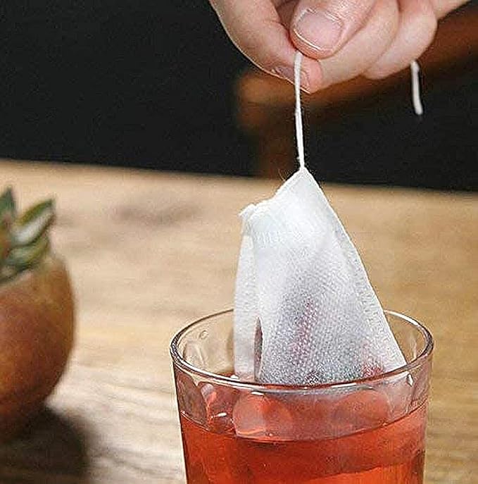 TamBee 100 Pack Disposable Tea Filter Bags Empty Muslin Drawstring Seal Filter Tea Bags Drawstring Herb Loose Tea bag (1.97"X2.76" / 5cm X 7cm)