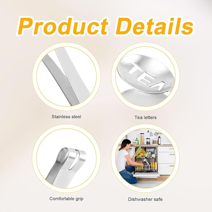 2pcs Tea Bag Squeezer, Stainless Steel Tea Spoon for Loose Tea Ice Sugar Cubes Tea Spoon Tea Strainers Tea Tongs Clip on Strainer Tea Accessories for Tea Drinkers