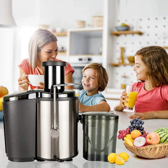 800W Electric Juicer Centrifugal Juicer Machine Fruit Vegetable Juicer 800ml Large Capacity Stainless Steel Blade Easy Clean Black for Home Kitchen