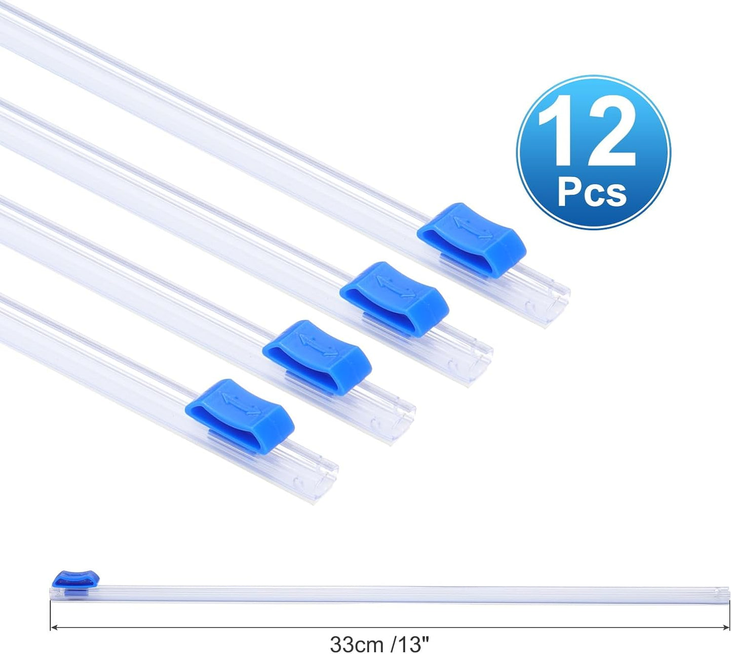 PATIKIL 12pcs Plastic Wrap Cutter, 13in Plastic Wrap Slide Cutter Self Adhesive Installation Replacement for Aluminum Foil Wax Paper Parchment Paper Wrap Dispenser, Blue