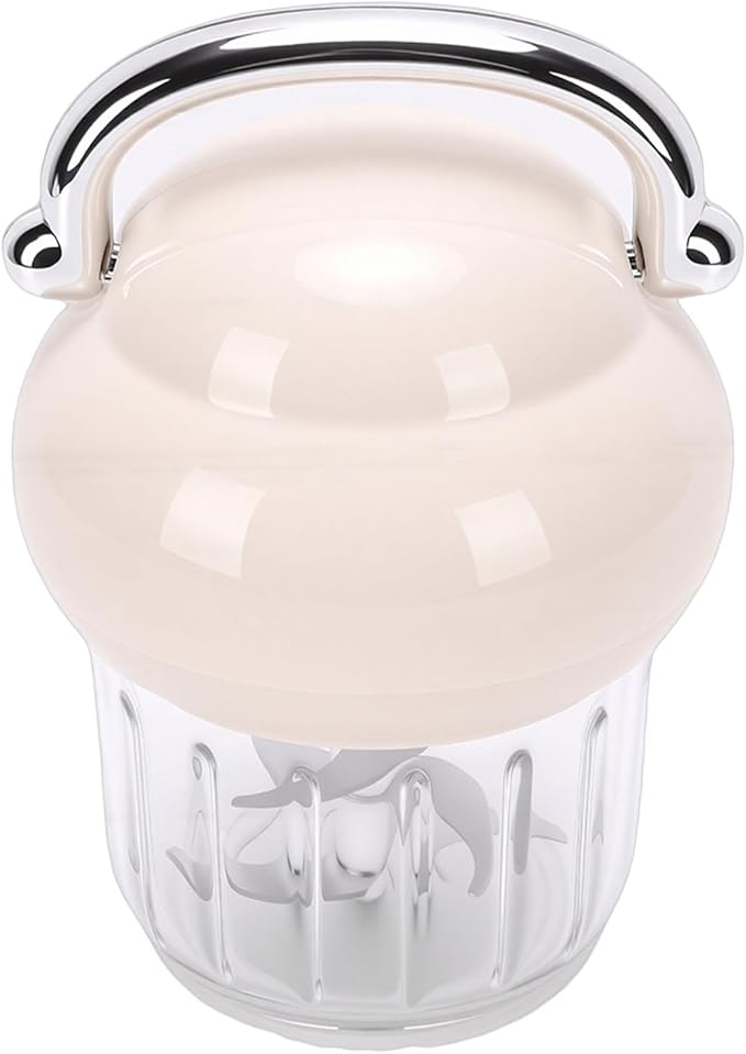 Cordless Baby Food Maker, Electric Garlic Chopper with 350ml Glass Container and 1200mAh Battery, for Preparing Nutritious Meals Fruits Veggies Herbss