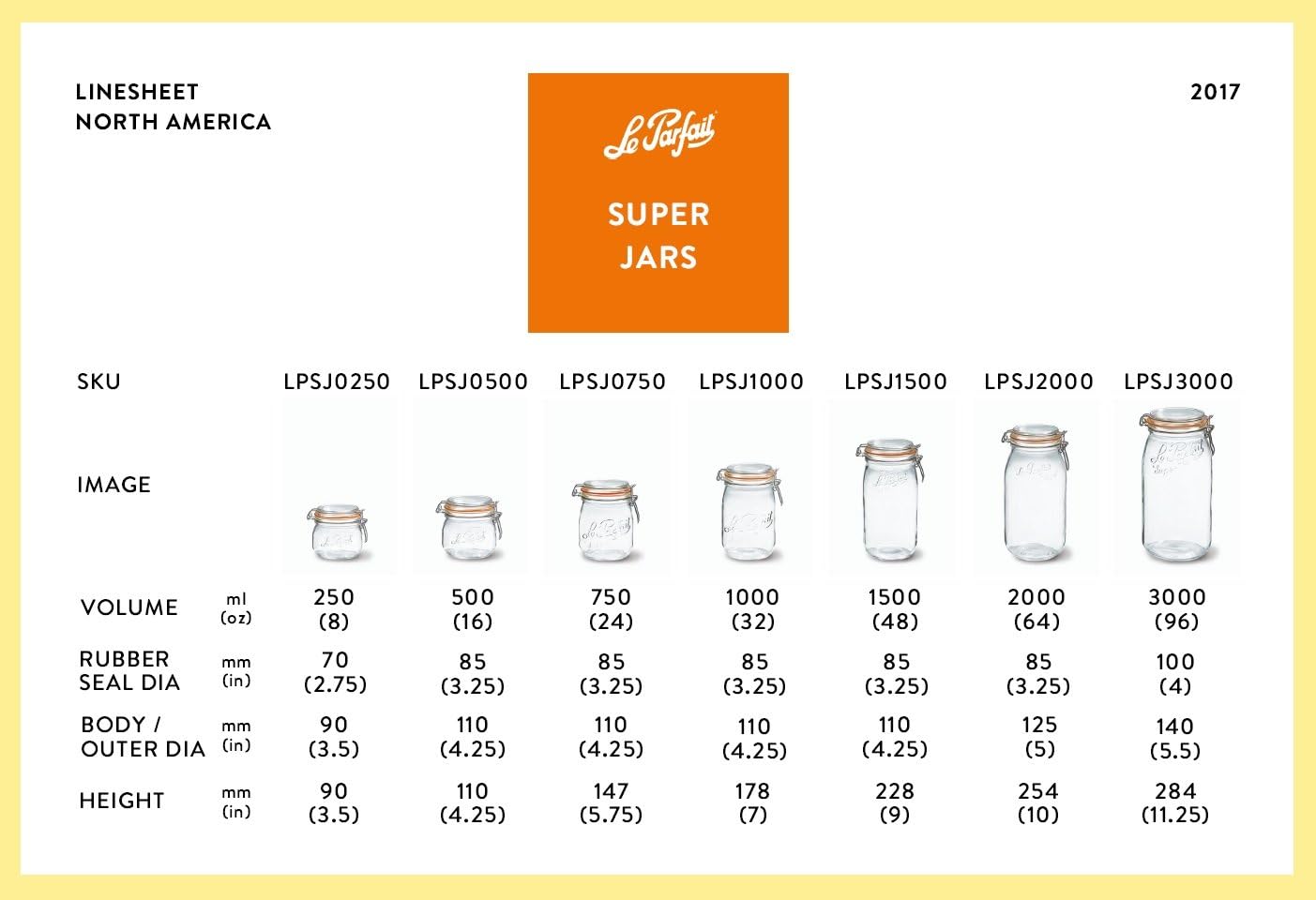 Le Parfait Super Jar - 250mL French Glass Canning Jar w/Wide Mouth, Airtight Lid (8oz/Half Pint, 1 pk)