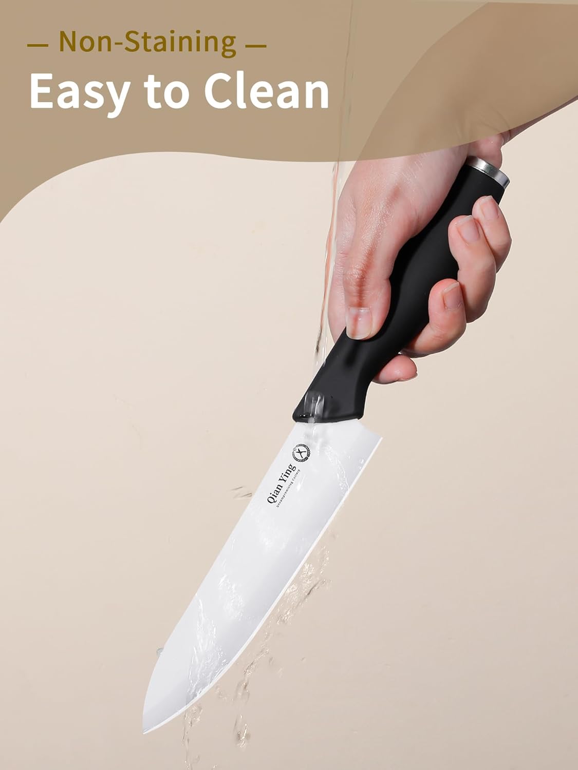 Ceramic Knife Set for Kitchen with Sheath: 100% Zirconia Pure Ceramic Sharp Blade Fruit Cutting Knives 9Pcs with Cover Rustproof Clean Cut Edge Black Handle, No Scratches on Titanium Cutting Boards
