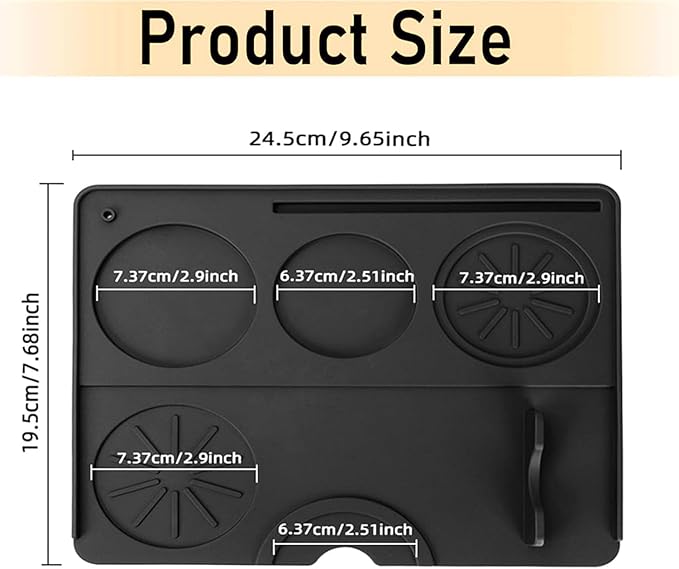 Espresso Tamping Mat, Tamper Mat for Espresso Machine Accessories, Food Grade Silicone, 9.84''x7.87'' Non-Slip, Waterproof, Heat Resistant and Easy to Clean - Black