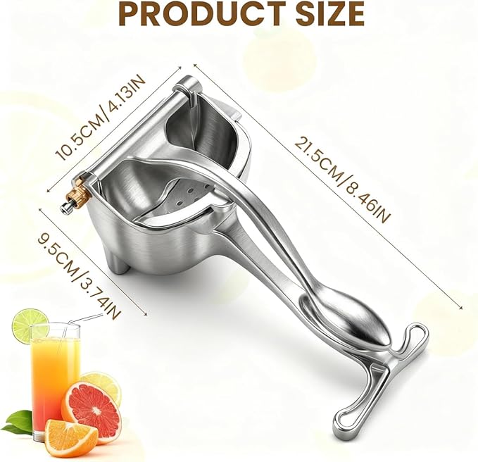 Hand Juicer Squeezer, Aluminum Alloy Fresh Fruit Juice Extractor, Fruit Juice Handheld Press Squeezer with Seed Filter, Heavy Duty Manual Hand Press Juicer for Orange Pomegranates Apple Lemon Lime (4)