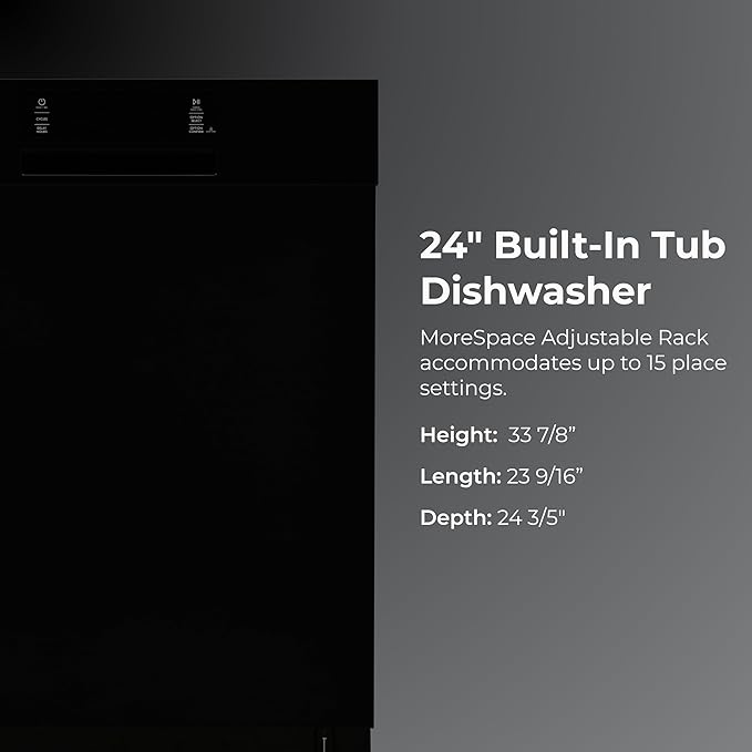 Kenmore 22-14609 24" Built-In Dishwasher - UltraWash Plus, TurboDry, SmartWash & EasyFlex Third Rack - 15 Place Settings - 45 DBA - ENERGY STAR Certified - 24" - Black