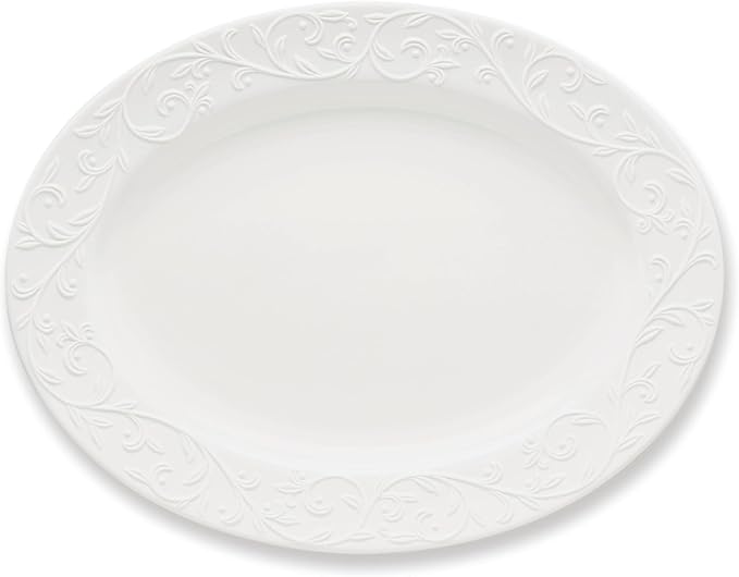 Lenox Opal Innocence Carved Large Oval Platter -,White