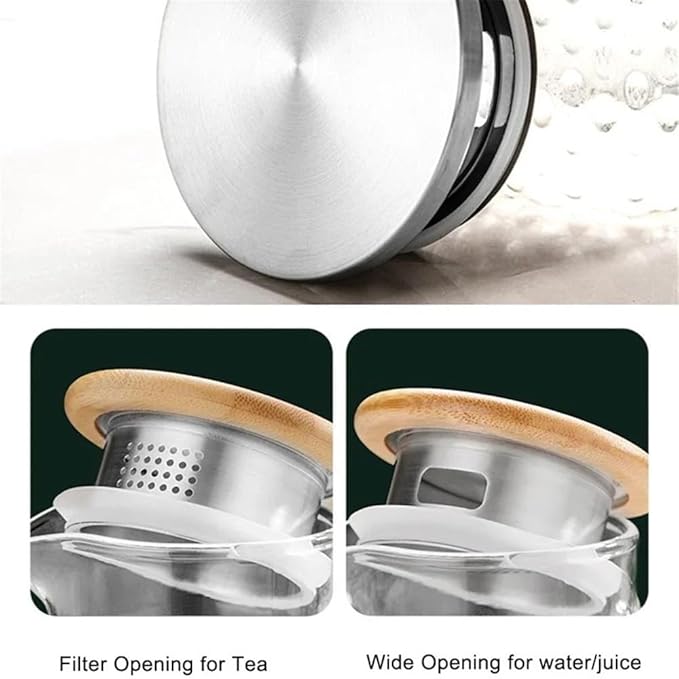 Water Pitcher Glass Water Pitcher with Filter Lid and Pouring Spout Heat Resistant Glass Carafe for Hot Cold Beverages Homemade Ice Tea Bottle Iced Tea Carafe(1.5L)