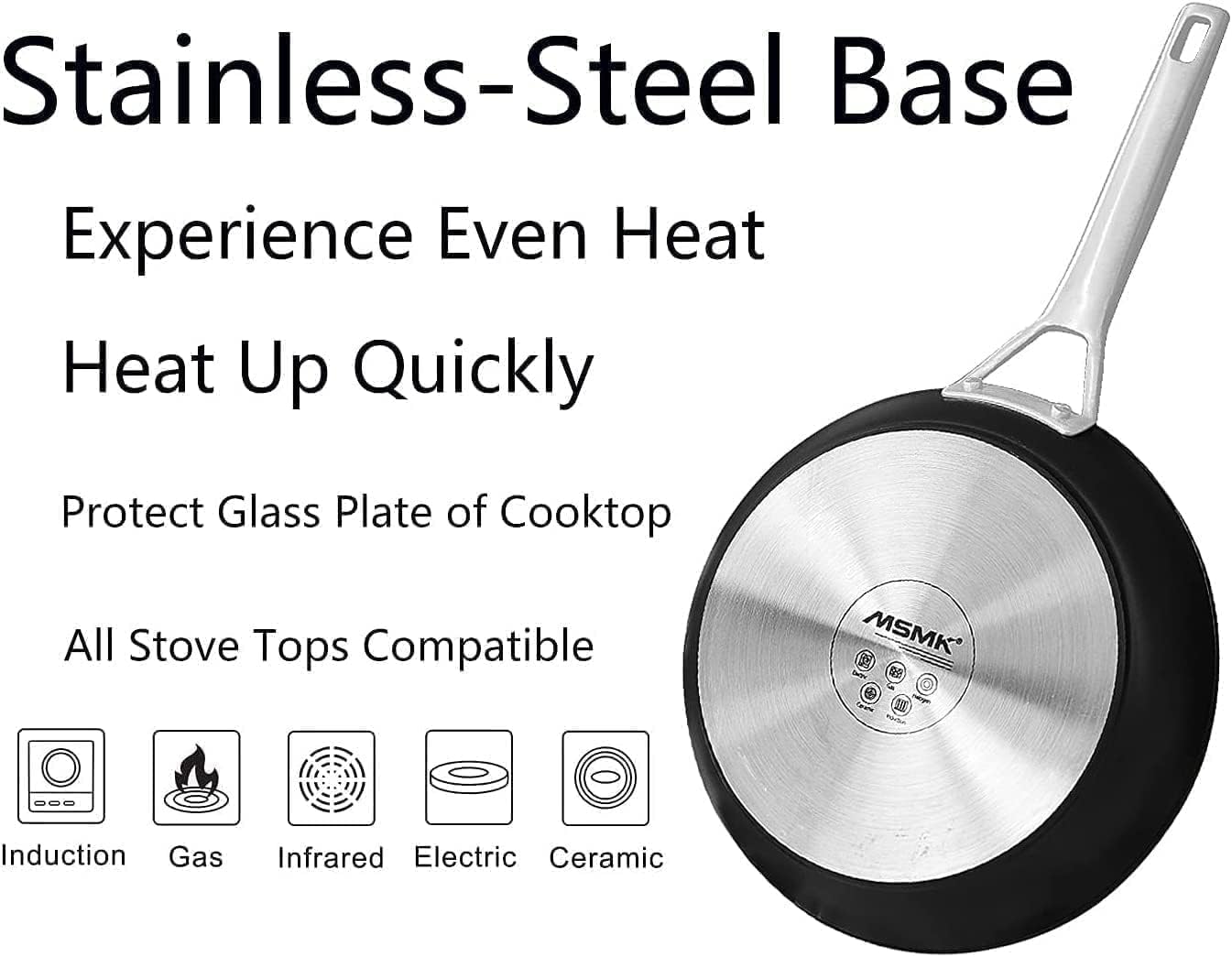 MsMk 9 1/2 Inch Small Egg Pan with Lid, Titanium and Ceramic Nonstick Omelette Pan,Scratch-resistant, Induction Egg Skillet, Oven Safe to 700°F Pan for Cooking, Dishwasher Safe