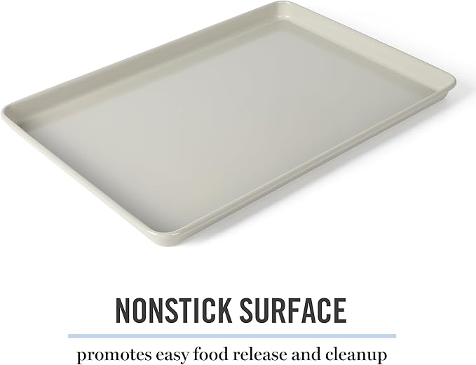 Martha Stewart Gallen 15 x 10 Inch Nonstick Carbon Steel Cookie Sheet – Cool Grey, Durable Bakeware for Even Baking and Easy Cleanup
