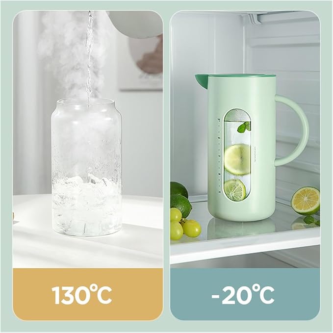 Cold kettle Cold kettle household high temperature resistant cold kettle set glass kettle cold bubble pot Water Pitcher Set for Hot/Cold Water(Green)