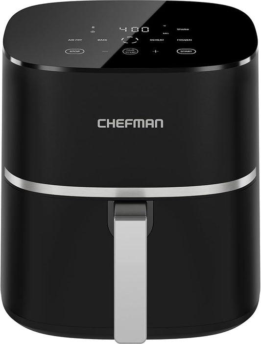 Chefman TurboX 4-in-1 Air Fryer, 5-Quart Airfryer for Extra Crispy Chicken, Fries, Wings, and More, Air Fry, Bake, Reheat, and Frozen Functions, Digital Touch Controls, Dishwasher Safe