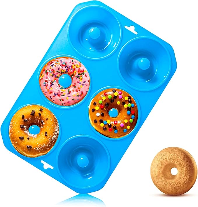 Silicone Donut Pans, Mini Silicone Baking Molds Donut Pans for Baking Tasty Donuts, Bagels, Cakecups and More (2-Blue)
