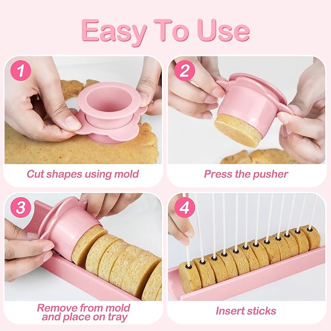 Circle Cake Pop Mold for Baking with 50PCS Cake Pop Sticks Bags Ties,Baking Molds for Birthday Wedding Baby Shower Kids Party Desserts.