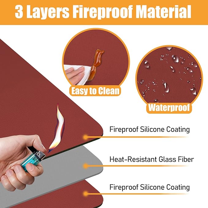 Heat Resistant Mat for Air Fryer,Deep Fryer,Oven,15x18in Hot Pads for Kitchen Counter Heat Protector,Under Coffee Maker Mats for Quartz Countertop Protector,Deep Fryer Coffee Machine Mats (Red)