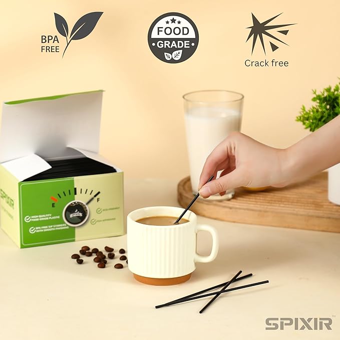 Coffee Stirrers, Stir Sticks Disposable Straws – Cocktail Straws for Drinks, – 2000pcs, 5.5 Inch Coffee Straw, Stirrers, Bar Straw Black
