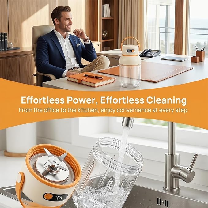 Portable Electric Juicer Cup with Zero Cord Hassle, 33oz Large Capacity Personal Blender with 18000RPM High Speed, USB-C Rechargeable Wireless Juicer Cup for Gym, Travel (10000ML / 33OZ)