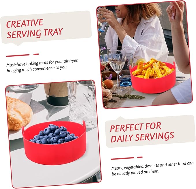 Air Fryer Silicone Liners Pan Liner Air Fryer Accessory Easy to Remove Non-stick Red