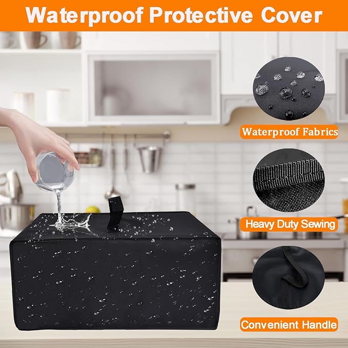 Toaster Oven Cover Heavy Duty Water-Proof Heat-Resistant Dust-Proof Protective Cover Case for BLACK+DECKER 4-Slice Crisp 'N Bake Air Fry Toaster Oven TO1313SBD/TO1787SS (Black)