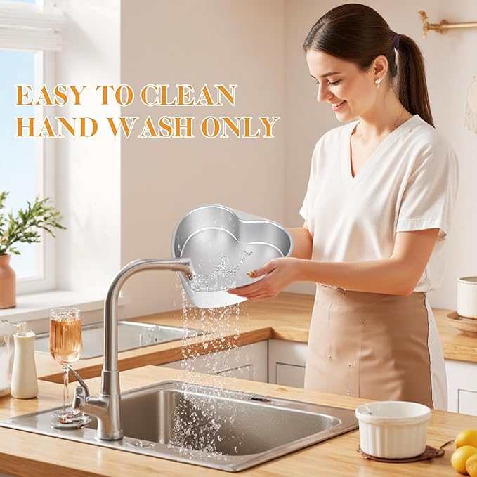 8 Inch Heart Shaped Cake Pan with 50 Pieces Parchment Paper,Non-stick Aluminum Heart Cake Pan Baking Tin for Birthday Wedding