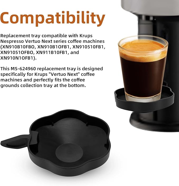 MS-624960 Drip Tray Replacement for Krups Nespresso Vertuo Next Coffee Machine & Grinder, Espresso Coffee Maker Drip Tray Replacement Parts and Accessories