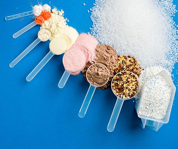 Plastic Measuring Scoop, (25 cc | 5 tsp | 1.67 Tablespoon | 25 mL) Long Handle Spoons for Powders, Granules, Coffee, Pet Food, Baking Supplies, Protein and Other Dry Goods, BPA Free (Set of 100)