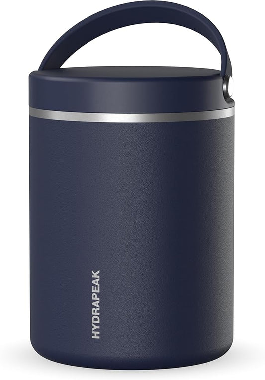 Hydrapeak 32oz Stainless Steel Vacuum Insulated Food Jar for Hot Food and Cold Food, Wide Mouth Leak-Proof Soup Jar for Adults, 10 Hours Hot and 16 Hrs Cold (Navy)