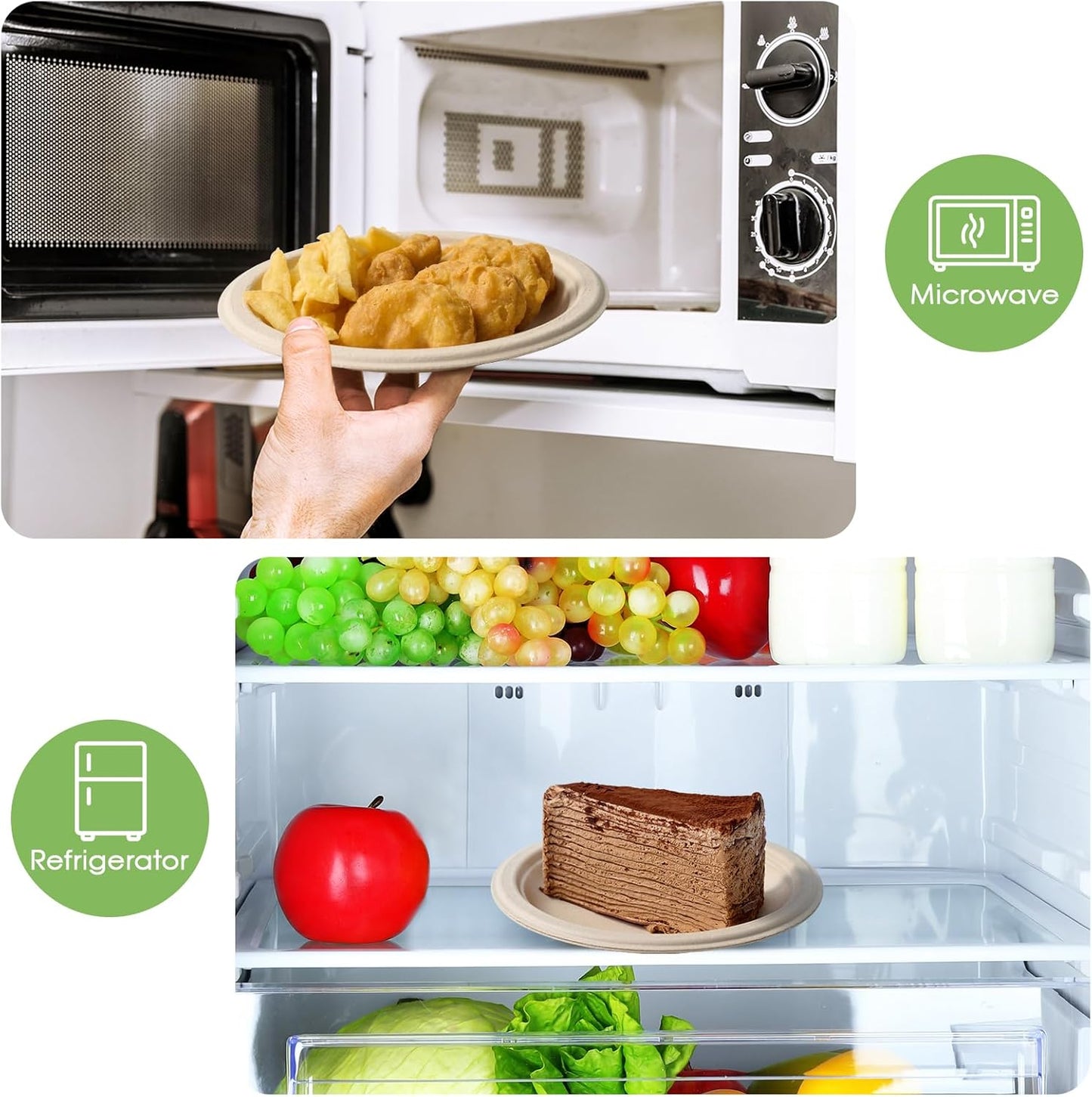 ECOLipak 6 Inch Disposable Compostable Small Paper Plates, 500 Pack Recycled Sugarcane Bagasse Biodegradable Heavy Duty Mini Dinner Appetizer Cake Dessert Plates for Party(Nature)