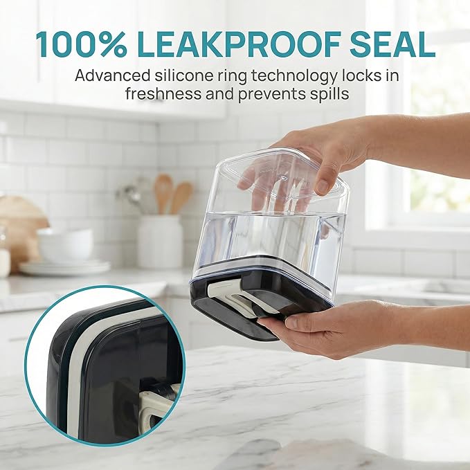 OMIO Airtight Food Storage Containers 5-Pack, BPA-Free Stackable Kitchen Canisters for Pantry Organization – Perfect for Cereal, Grains, Flour, Sugar, Snacks (1.9L, 1.2L, 0.8L x2, 0.5L)