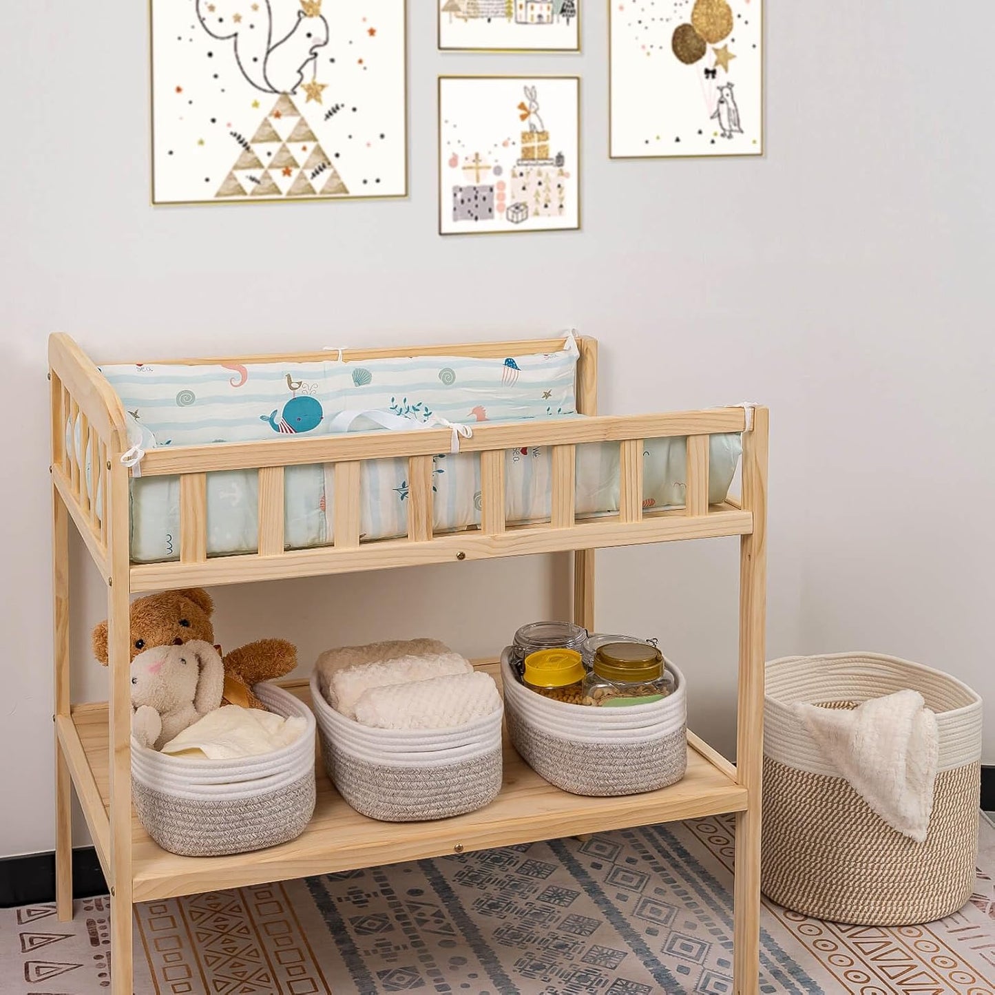 CubesLand Baskets for Shelves Storage,Cube Shelf Closet Storage Bins Set 3,Long-lasting &Skin-friendly Toy Basket Bin,Stylish Room Decor Basket,Woven Off White/Light Brown