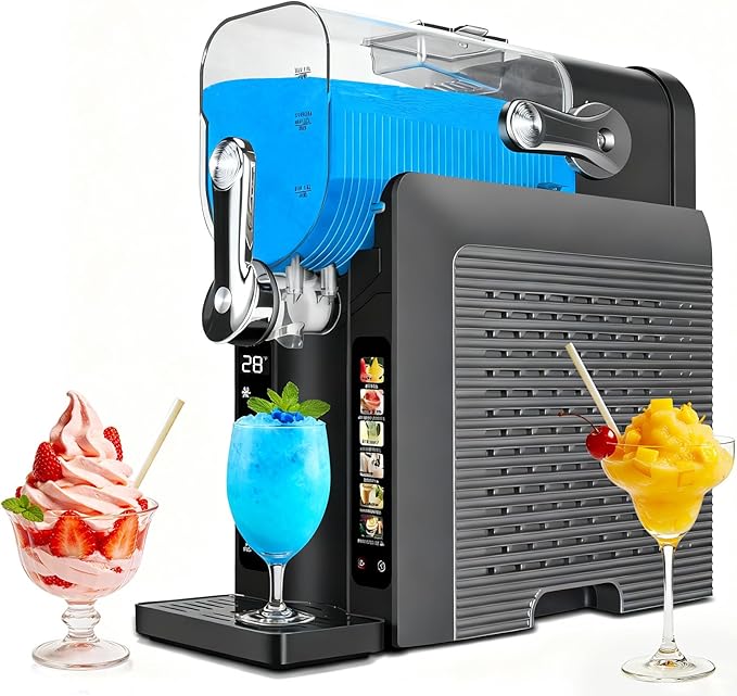 Slushie Machine for Home - 88oz Frozen Drink Maker Slushy Machine, 2-In-1 Soft Ice Cream Maker, 6 Preset Programs| Slushie, Cocktails, Frappés, Ice Cream, Smoothies, Milkshakes (Screen Version）