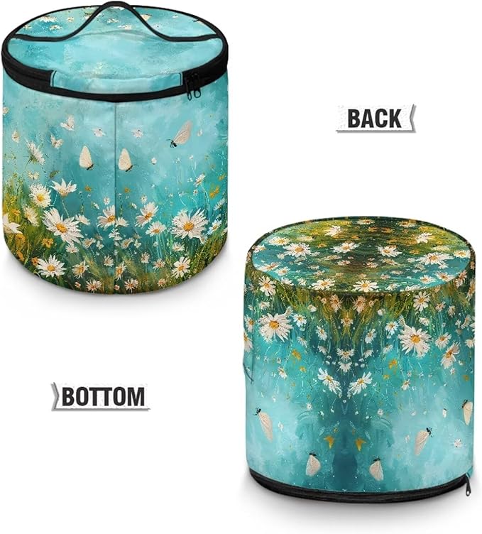 Butterfly Daisy Electric Pressure Cooker Insulation Bag Smooth Flat Surface Pressure Cooker Storage Bag with Handle and Pockets