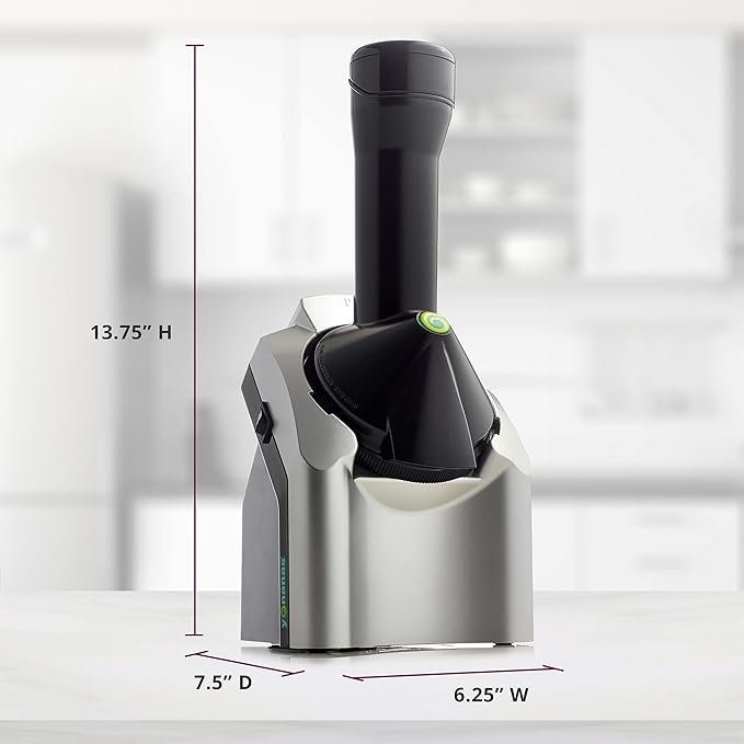 Yonanas Classic Frozen Fruit Soft Serve Maker for Healthy Vegan and Dairy-Free Treats, 200W Silver Machine with 36 Recipes, BPA Free, Easy to Clean, Quick and Simple to Use