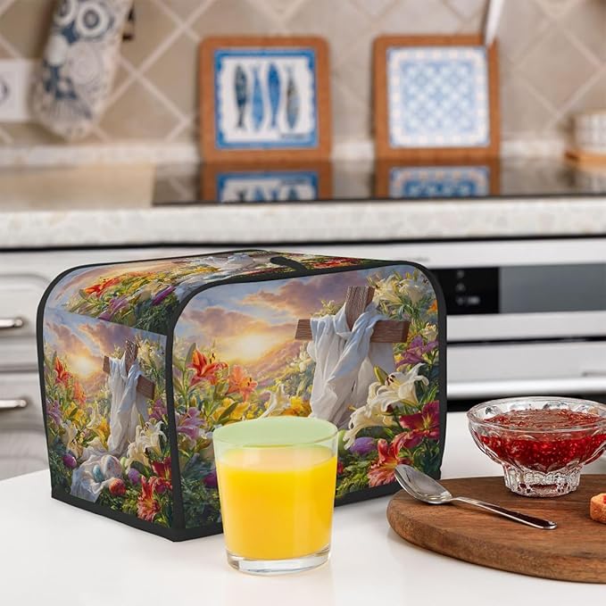 Easter Eggs Flowers Art Toaster Cover 2 Slice Dust and Fingerprint Protection Toaster Bread Maker Covers Washable Kitchen Small Appliance Covers for Kitchen Accessories Decor Bakeware Women Gift