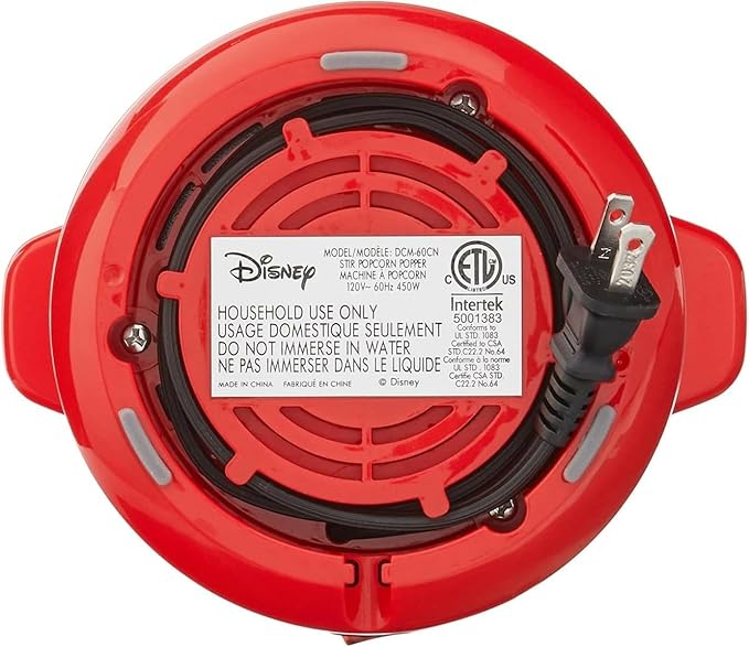 Disney Mickey Mouse Stir Popcorn Popper by Select Brands - Electric Countertop Popcorn Maker with Stirring Rod - Includes Kernel Scoop & Oil Spoon - Home Kitchen Appliance for Movies, Parties & More