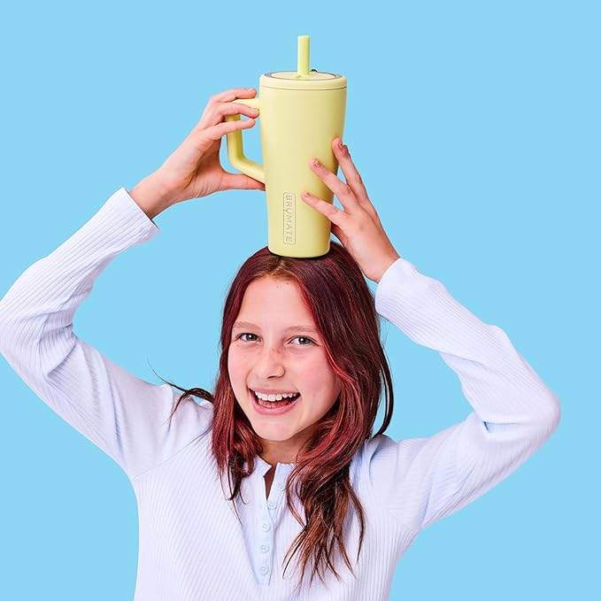BrüMate Era 20 oz Tumbler with Handle and Straw | 100% Leakproof Insulated Tumbler with Lid and Straw | Made of Stainless Steel | Cup Holder Friendly Base | 20oz (Pineapple)