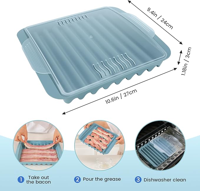 Microwave Bacon Cooker Rack with Plastic Transparent Lid - Crispy & Grease-Free (1 PCS)