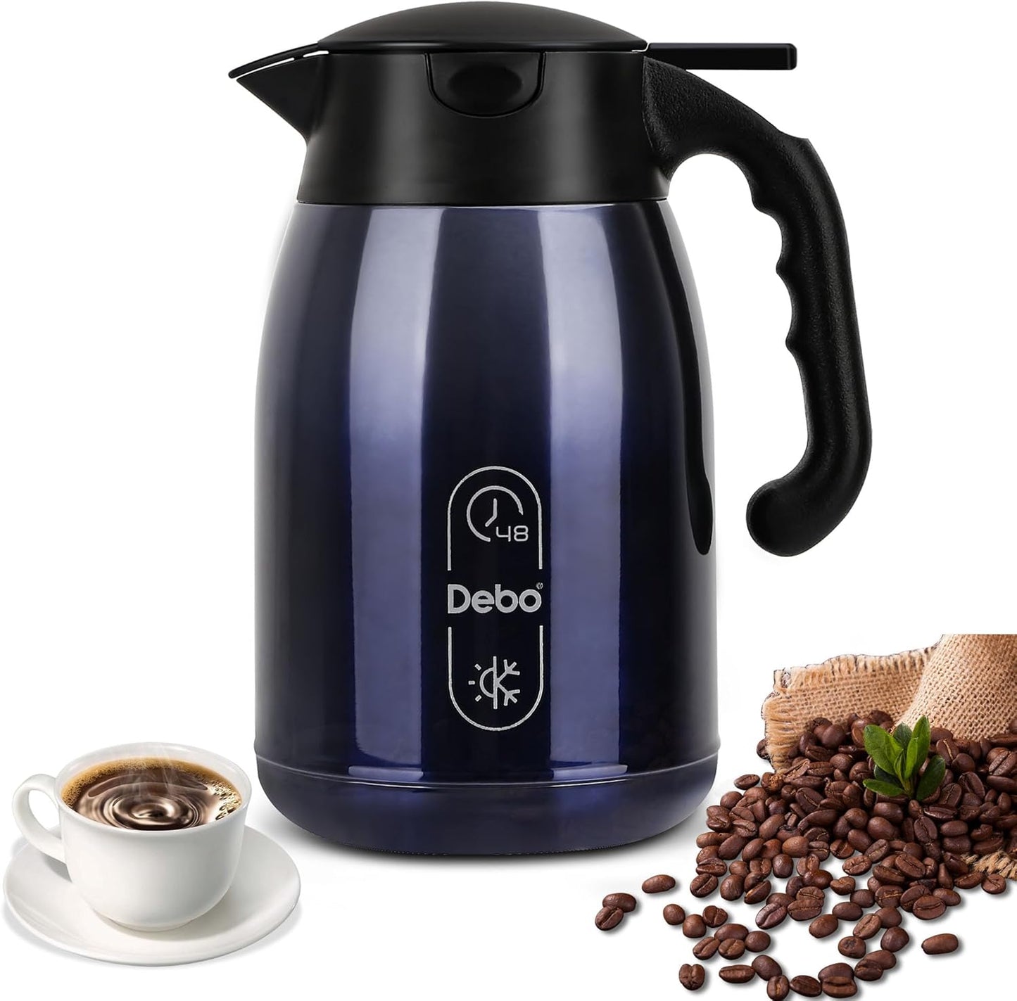 Starry Blue 71oz Thermal Stainless Steel Coffee Carafe - Keeps Hot Liquids, Press On Lid, Bpa Free